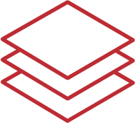 Three red outlined squares are stacked in a slightly offset, layered arrangement on a light gray background.