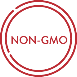 Red circular stamp with the text "NON-GMO" in the center, indicating the product is not genetically modified.